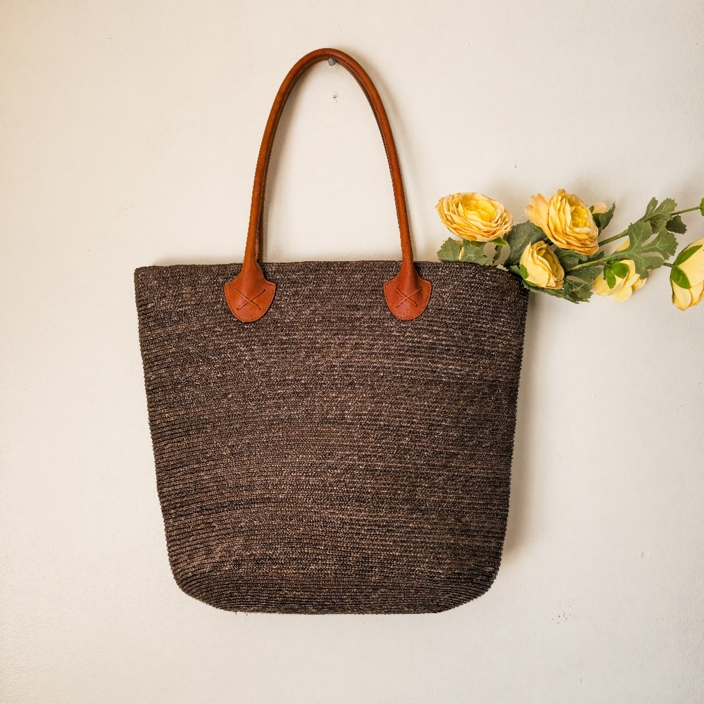 Eddie Bauer Large Natural Straw Tote